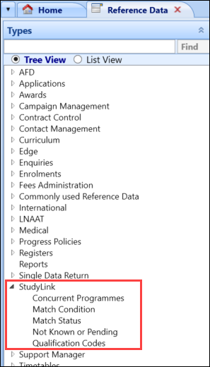 StudyLink reference data group